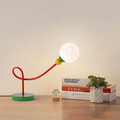 Modern Art Deco Kids Iron PLA Moon Wired 1-Light Table Lamp For Study
