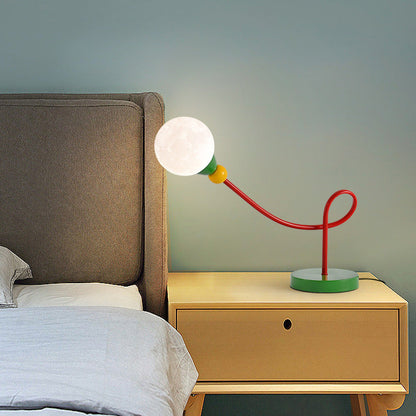 Modern Art Deco Kids Iron PLA Moon Wired 1-Light Table Lamp For Study