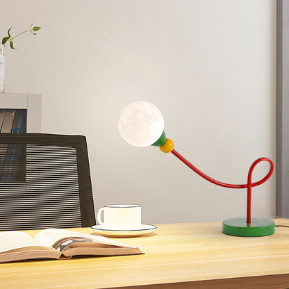 Modern Art Deco Kids Iron PLA Moon Wired 1-Light Table Lamp For Study