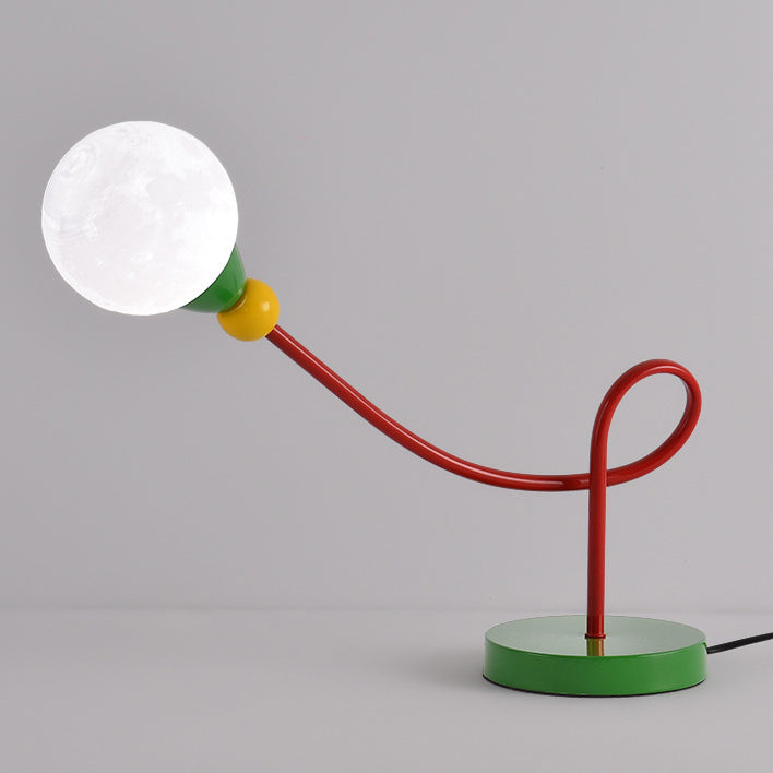Modern Art Deco Kids Iron PLA Moon Wired 1-Light Table Lamp For Study