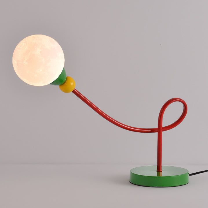 Modern Art Deco Kids Iron PLA Moon Wired 1-Light Table Lamp For Study
