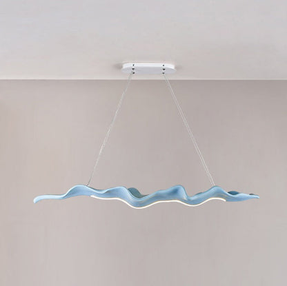 Traditional Japanese Fiberglass Silica Iron Wavey Drift Imitation Wood LED Chandeliers Island Light For Dining Room