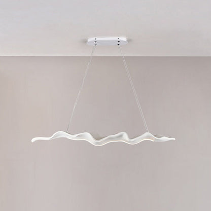 Traditional Japanese Fiberglass Silica Iron Wavey Drift Imitation Wood LED Chandeliers Island Light For Dining Room
