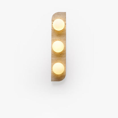 Contemporary Nordic Travertine Glass Strip Ball 1/2/3 Light Wall Sconce Lamp For Hallway