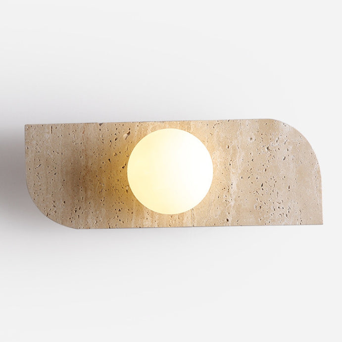 Contemporary Nordic Travertine Glass Strip Ball 1/2/3 Light Wall Sconce Lamp For Hallway