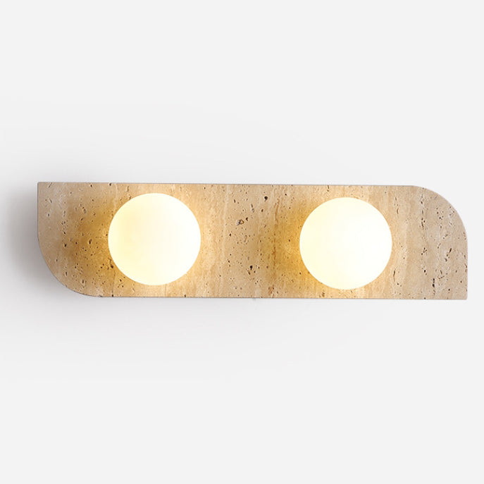 Contemporary Nordic Travertine Glass Strip Ball 1/2/3 Light Wall Sconce Lamp For Hallway