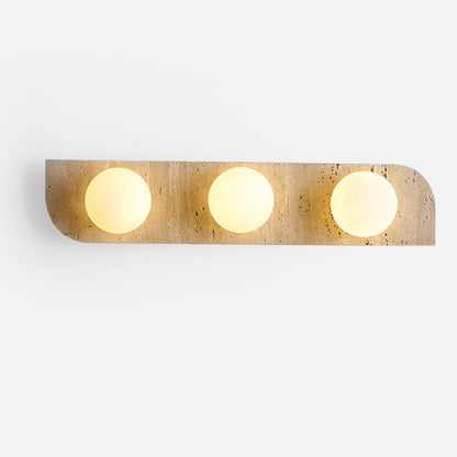 Contemporary Nordic Travertine Glass Strip Ball 1/2/3 Light Wall Sconce Lamp For Hallway