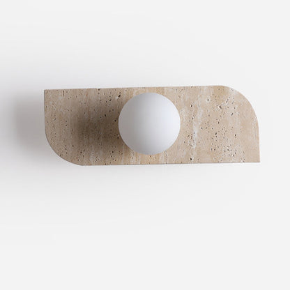 Contemporary Nordic Travertine Glass Strip Ball 1/2/3 Light Wall Sconce Lamp For Hallway
