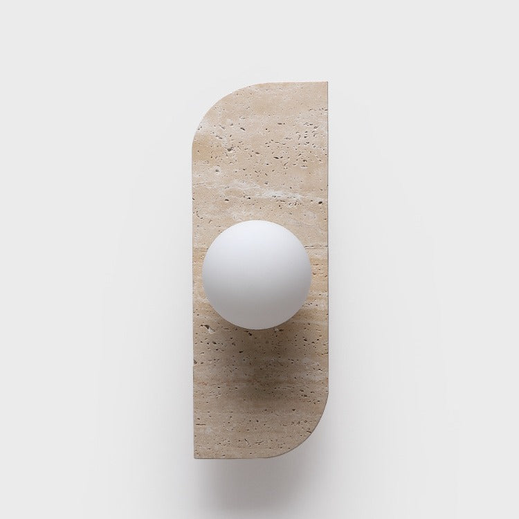 Contemporary Nordic Travertine Glass Strip Ball 1/2/3 Light Wall Sconce Lamp For Hallway