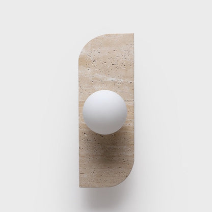 Contemporary Nordic Travertine Glass Strip Ball 1/2/3 Light Wall Sconce Lamp For Hallway