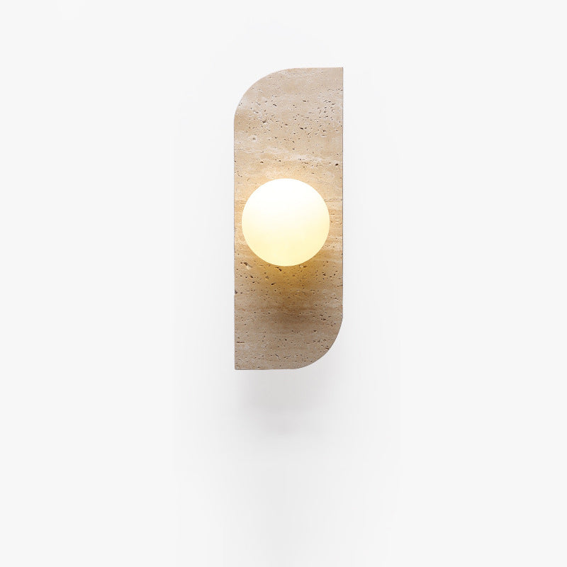 Contemporary Nordic Travertine Glass Strip Ball 1/2/3 Light Wall Sconce Lamp For Hallway