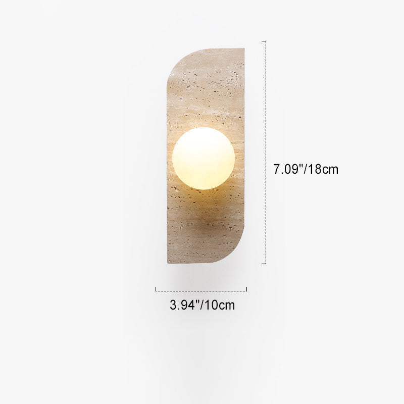 Contemporary Nordic Travertine Glass Strip Ball 1/2/3 Light Wall Sconce Lamp For Hallway