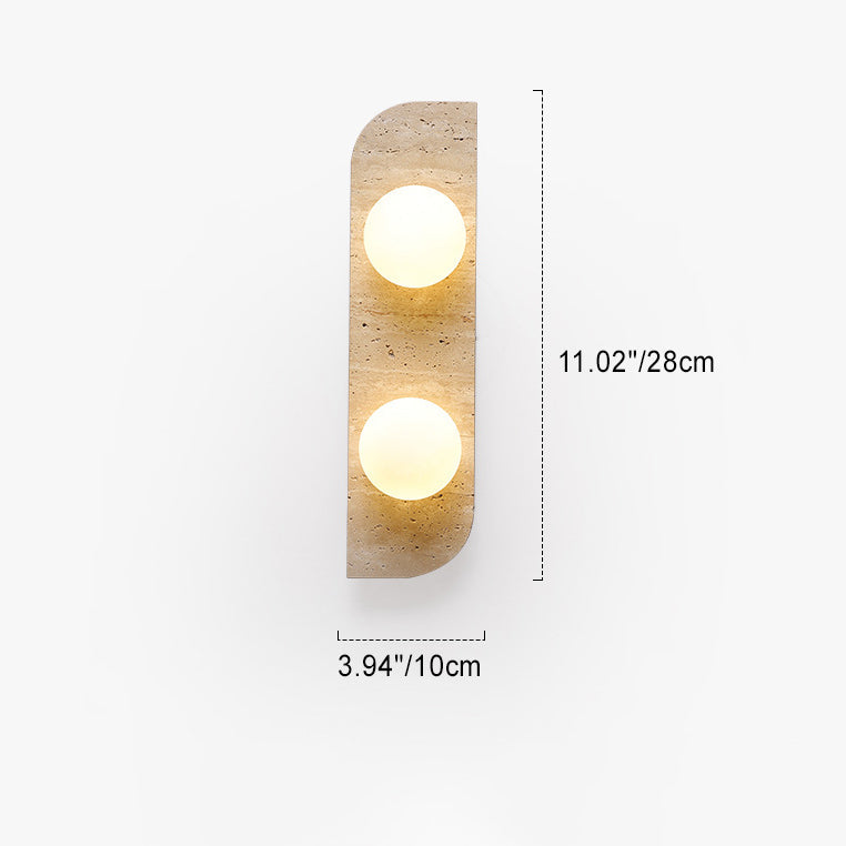 Contemporary Nordic Travertine Glass Strip Ball 1/2/3 Light Wall Sconce Lamp For Hallway