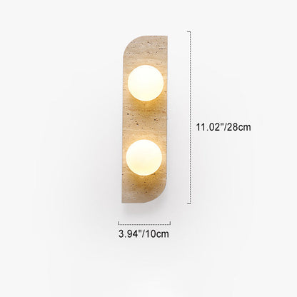 Contemporary Nordic Travertine Glass Strip Ball 1/2/3 Light Wall Sconce Lamp For Hallway