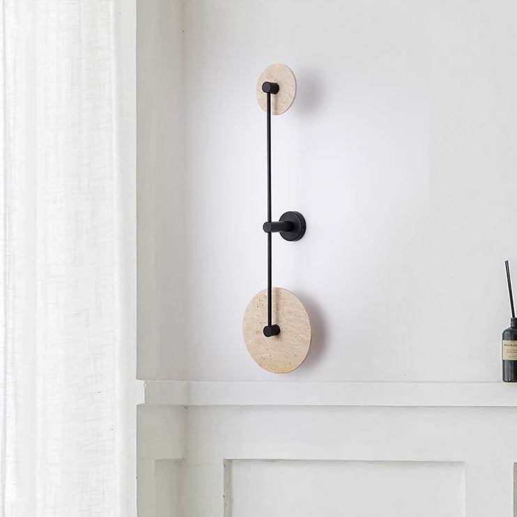 Modern Minimalist Travertine Iron Round Long LED Wall Sconce Lamp For Hallway