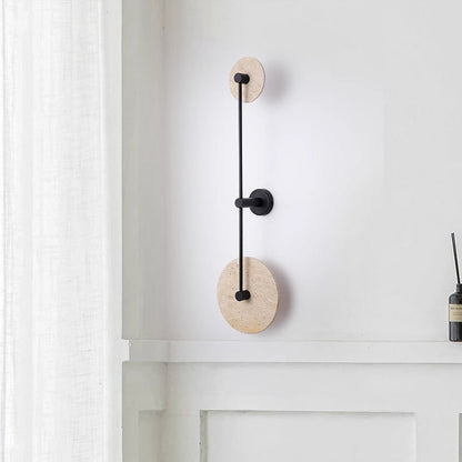 Modern Minimalist Travertine Iron Round Long LED Wall Sconce Lamp For Hallway