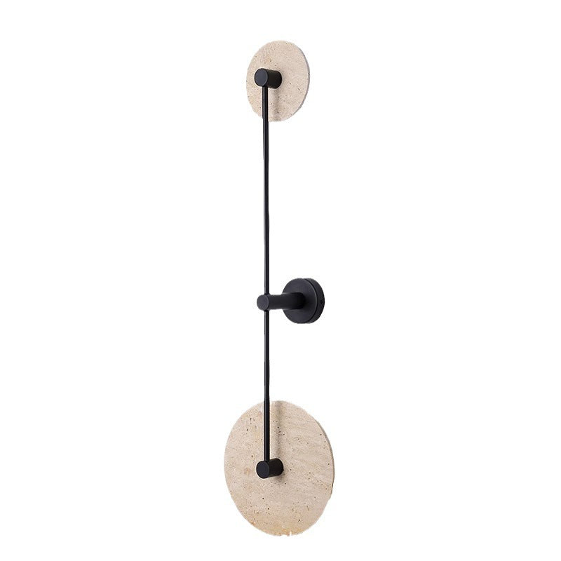 Modern Minimalist Travertine Iron Round Long LED Wall Sconce Lamp For Hallway