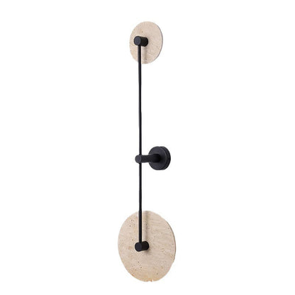 Modern Minimalist Travertine Iron Round Long LED Wall Sconce Lamp For Hallway