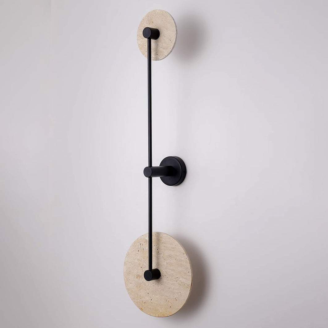 Modern Minimalist Travertine Iron Round Long LED Wall Sconce Lamp For Hallway
