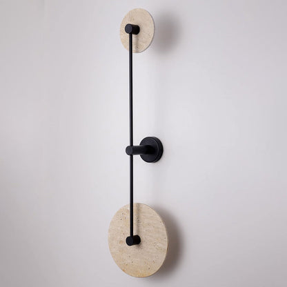 Modern Minimalist Travertine Iron Round Long LED Wall Sconce Lamp For Hallway
