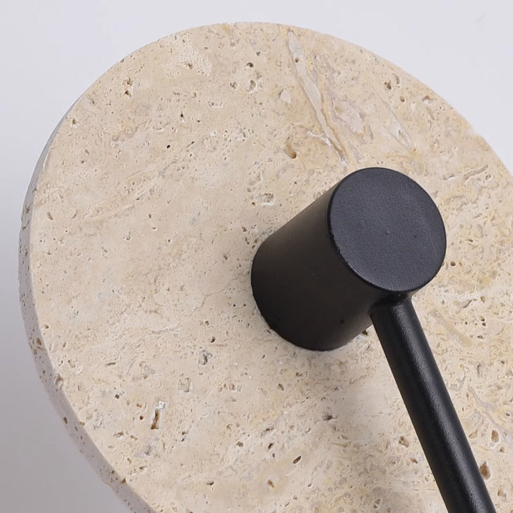 Modern Minimalist Travertine Iron Round Long LED Wall Sconce Lamp For Hallway