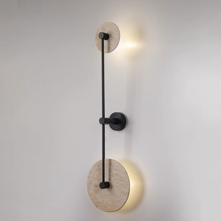 Modern Minimalist Travertine Iron Round Long LED Wall Sconce Lamp For Hallway