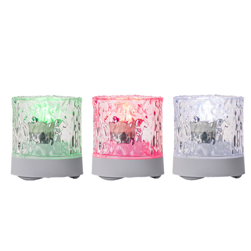 Contemporary Creative USB Rechargeable Acrylic Cylinder Ripple LED Table Lamp Night Light For Bedroom