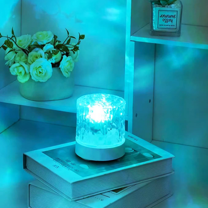 Contemporary Creative USB Rechargeable Acrylic Cylinder Ripple LED Table Lamp Night Light For Bedroom