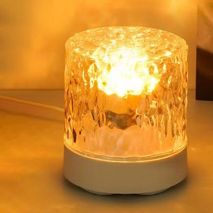 Contemporary Creative USB Rechargeable Acrylic Cylinder Ripple LED Table Lamp Night Light For Bedroom