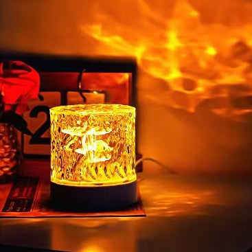Contemporary Creative USB Rechargeable Acrylic Cylinder Ripple LED Table Lamp Night Light For Bedroom