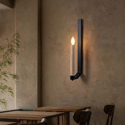 Contemporary Retro Travertine Iron Candle Holder Curved 1-Light Wall Sconce Lamp For Hallway