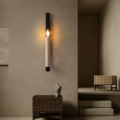 Contemporary Retro Travertine Iron Candle Holder Curved 1-Light Wall Sconce Lamp For Hallway