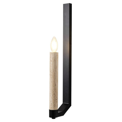 Contemporary Retro Travertine Iron Candle Holder Curved 1-Light Wall Sconce Lamp For Hallway