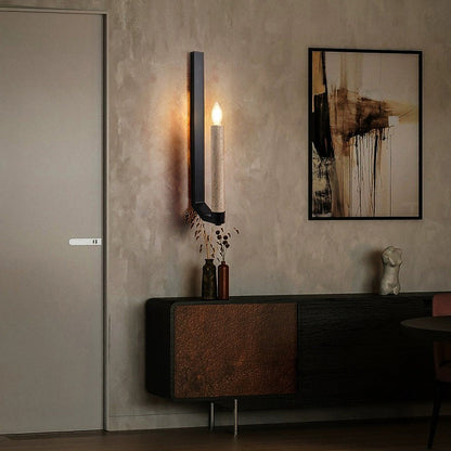 Contemporary Retro Travertine Iron Candle Holder Curved 1-Light Wall Sconce Lamp For Hallway