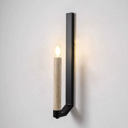 Contemporary Retro Travertine Iron Candle Holder Curved 1-Light Wall Sconce Lamp For Hallway