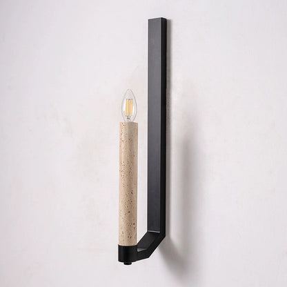 Contemporary Retro Travertine Iron Candle Holder Curved 1-Light Wall Sconce Lamp For Hallway