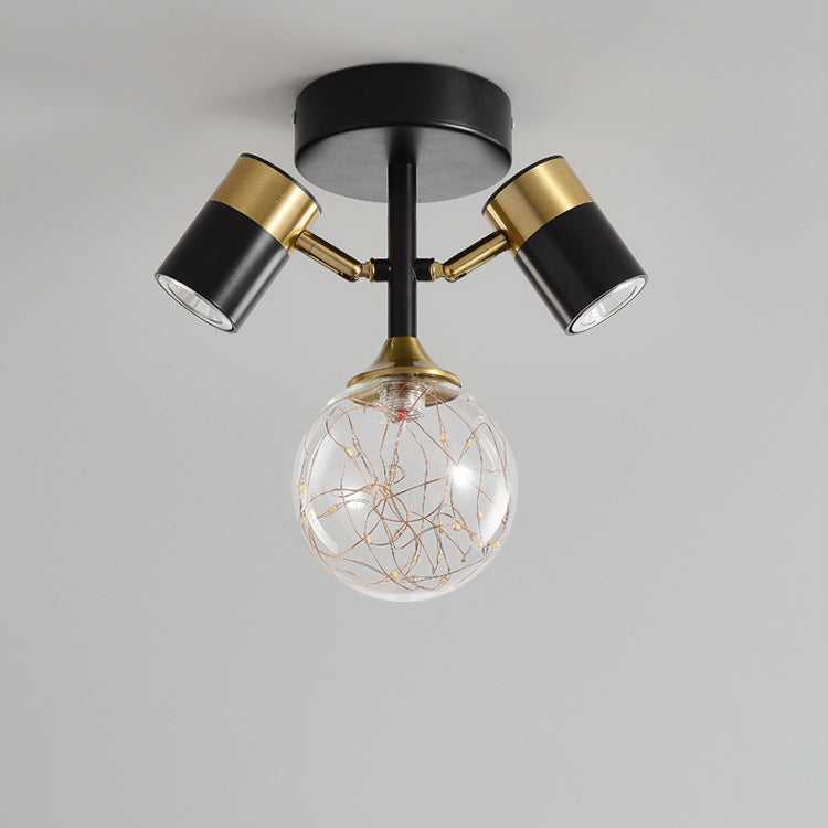 Contemporary Scandinavian Hardware Glass Starry Sky Ball Spotlight 1/2 Light LED Semi-Flush Mount Ceiling Light For Hallway