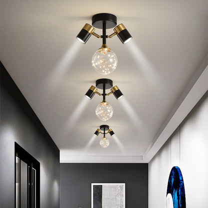Contemporary Scandinavian Hardware Glass Starry Sky Ball Spotlight 1/2 Light LED Semi-Flush Mount Ceiling Light For Hallway
