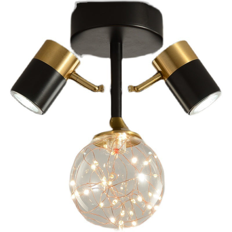Contemporary Scandinavian Hardware Glass Starry Sky Ball Spotlight 1/2 Light LED Semi-Flush Mount Ceiling Light For Hallway