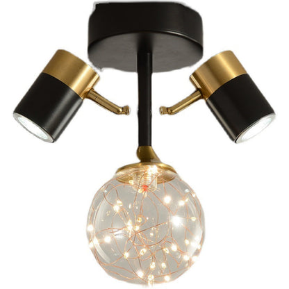 Contemporary Scandinavian Hardware Glass Starry Sky Ball Spotlight 1/2 Light LED Semi-Flush Mount Ceiling Light For Hallway