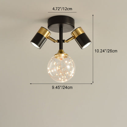 Contemporary Scandinavian Hardware Glass Starry Sky Ball Spotlight 1/2 Light LED Semi-Flush Mount Ceiling Light For Hallway