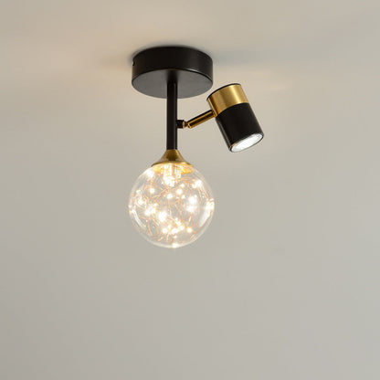 Contemporary Scandinavian Hardware Glass Starry Sky Ball Spotlight 1/2 Light LED Semi-Flush Mount Ceiling Light For Hallway