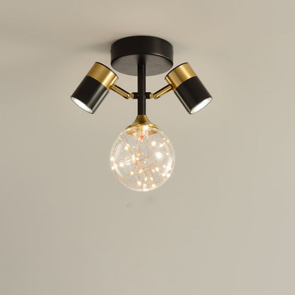 Contemporary Scandinavian Hardware Glass Starry Sky Ball Spotlight 1/2 Light LED Semi-Flush Mount Ceiling Light For Hallway