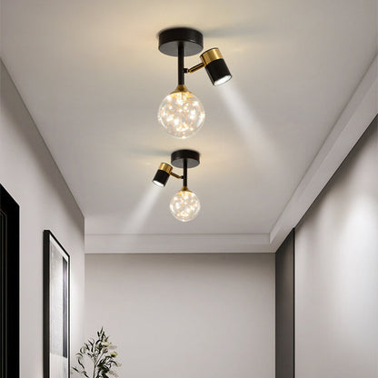 Contemporary Scandinavian Hardware Glass Starry Sky Ball Spotlight 1/2 Light LED Semi-Flush Mount Ceiling Light For Hallway