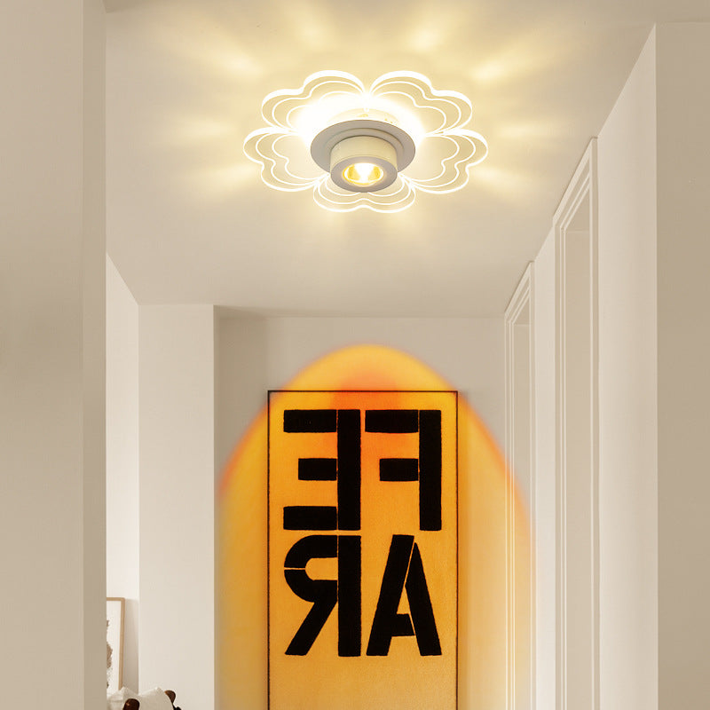 Contemporary Nordic Iron Aluminum Acrylic Flower Cloud Sunset Spotlight LED Flush Mount Ceiling Light For Hallway