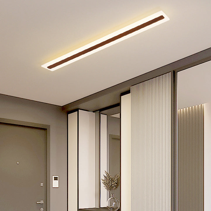 Modern Minimalist Rectangular Strip Iron Acrylic LED Flush Mount Ceiling Light For Hallway