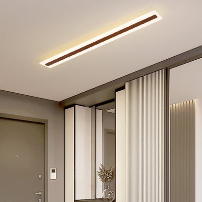 Modern Minimalist Rectangular Strip Iron Acrylic LED Flush Mount Ceiling Light For Hallway