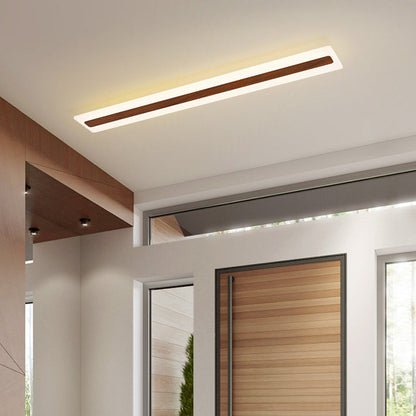 Modern Minimalist Rectangular Strip Iron Acrylic LED Flush Mount Ceiling Light For Hallway
