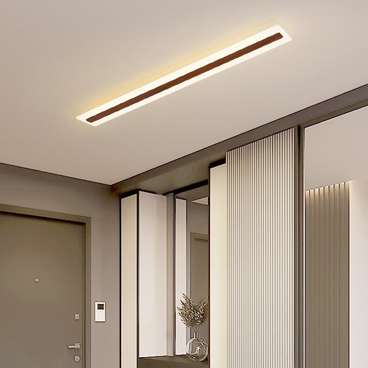 Modern Minimalist Rectangular Strip Iron Acrylic LED Flush Mount Ceiling Light For Hallway