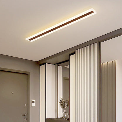 Modern Minimalist Rectangular Strip Iron Acrylic LED Flush Mount Ceiling Light For Hallway